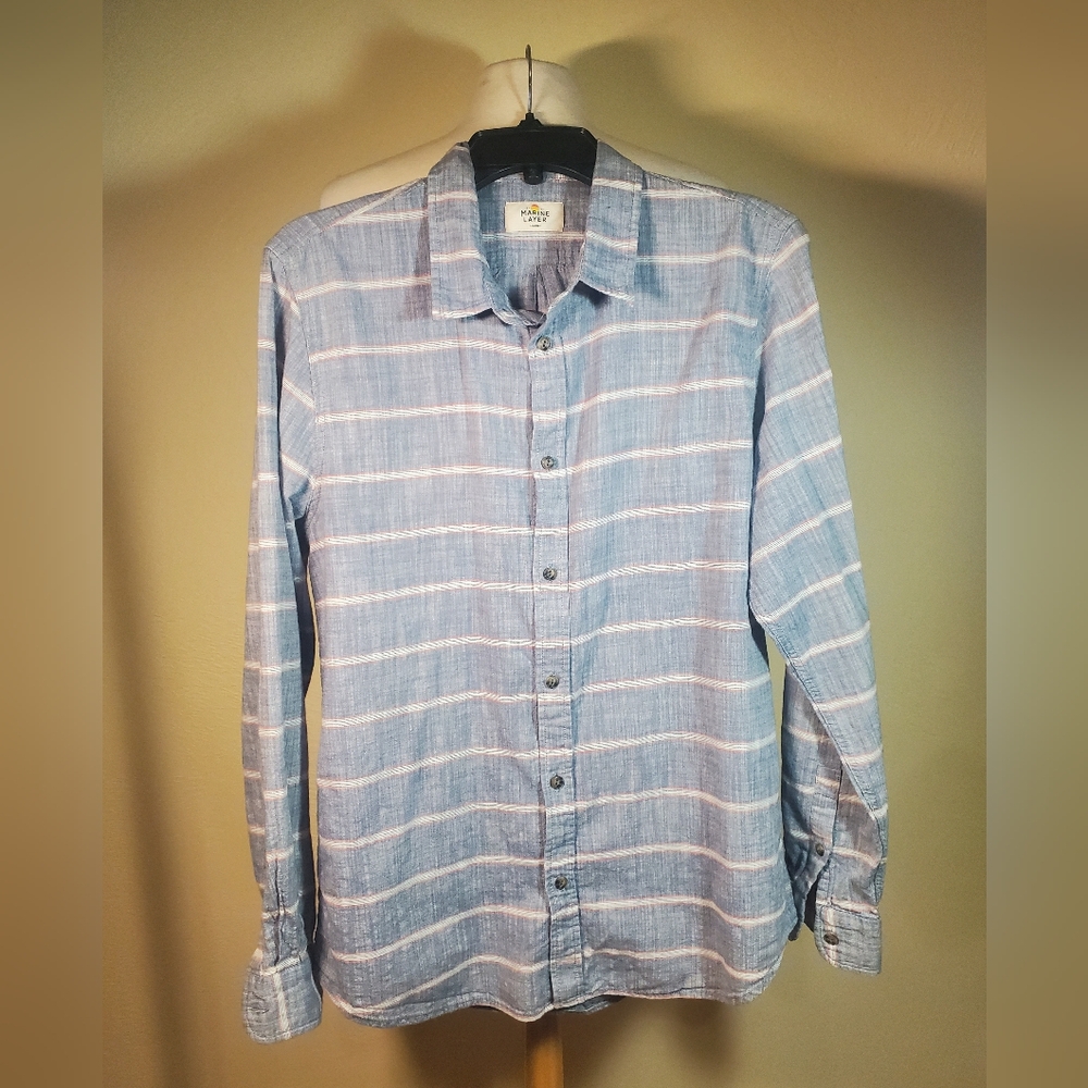 Marine layer mens long sleeve striped shirt size Marge (medium large)